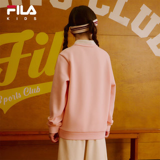 FILA【斐暖】斐乐童装儿童卫衣2024冬男女童加绒保暖翻领上衣 蜜水粉-LP 160cm