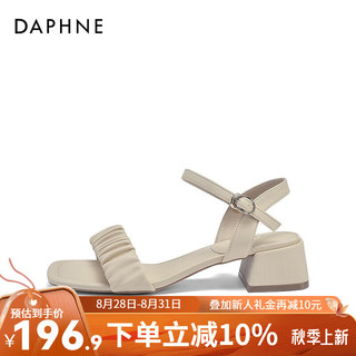 达芙妮（DAPHNE）凉鞋女夏季女鞋一字带时尚简约通勤QJ5 浅黄色 35