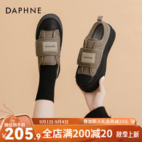 达芙妮（DAPHNE）达芙妮厚底小白鞋女2024春夏休闲帆布鞋丑萌饼干鞋魔术贴JL 绿色 36