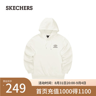 斯凯奇（Skechers）男女款宽松潮流舒适时尚百搭简约L324U099 棉花糖白/0074 L