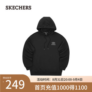 斯凯奇（Skechers）男女款宽松潮流舒适时尚百搭简约L324U099 碳黑/0018 XL