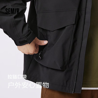 森马（Semir）外套男2024秋季户外风连帽夹克工装上衣 黑色90001 185/100A/XXL