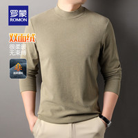 罗蒙（ROMON）【徳绒保暖】半高领针织衫男秋季中青年百搭长袖打底上衣男 古月绿 180