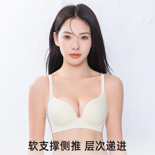 猫人内衣女无钢圈文胸聚拢防下垂夏季小胸显大调整型收副乳上托胸罩 粉肤色+芭比粉 34/75AB(90-105斤）