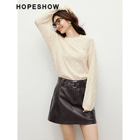 红袖肌理感pu皮半身裙秋季2024女装A字中高腰别致显瘦超百搭短裙 酒红155 S