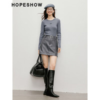 红袖肌理感pu皮半身裙秋季2024女装A字中高腰别致显瘦超百搭短裙 高级灰3064 S