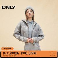 ONLY2024秋季时尚字母印花宽松连帽短款开衫卫衣女|12439R016 G41 浅花灰 180/96A/XXL