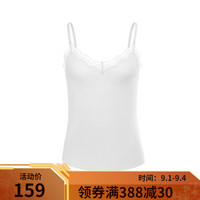 曼妮芬黑色背心曼妮芬棉质生活莫代尔吊带背心女打底外穿蕾丝背心 白色 165/90