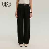 Teenie Weenie小熊2024年秋季西装裤直筒微阔裤长裤女 黑色 170/L