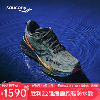 Saucony【防水款】索康尼胜利22GTX专业强缓震跑鞋男防水跑步鞋运动鞋男 绿灰黄254【防水鞋面】 42.5