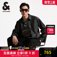 杰克·琼斯（JACK&JONES）秋季时尚百搭舒适宽松休闲翻领按扣纯色夹克外套男224321020 E40 黑色 E40 黑色 190/108A/XXL