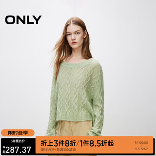 ONLY2024冬季时尚淑女风圆领纯色显瘦针织衫女|124413050 C05 冬梨绿色 180/96A/XXL