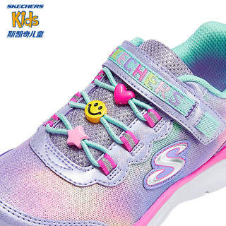 Skechers斯凯奇儿童春秋新款时尚休闲鞋女童公主轻便舒适运动鞋303623L 薰衣草色/多彩色/LVMT