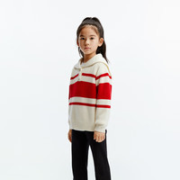 little MO&Co.含美丽诺羊毛 little moco童装24秋装男女童海军领长袖毛衣 米白色  110/56