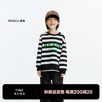 little MO&Co.little moco童装24秋装男女童纯棉条纹套头圆领长袖百搭卫衣 黑白条色 110/52