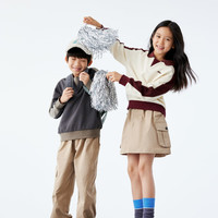 gxg.kidsGXG童装24秋季儿童卫衣亲子款翻领条纹拼色百搭休闲长袖上衣