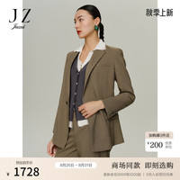 玖姿（JUZUI）优雅气质通勤西装外套女2024秋季JWDQ40102 格绿灰 S