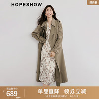 红袖高级感风衣秋季2024新款女装系带落肩立领宽松显瘦垂感英伦风外套 橄榄绿380