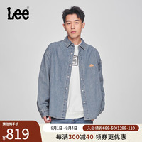 Lee24早秋舒适版浅蓝色男长袖牛仔衬衫LMT0078065FQ 浅蓝色 M