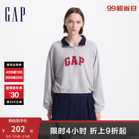 Gap女装2024初秋法式圈织毛巾绣logo立领卫衣休闲上衣637674 浅灰 170/88A(L) 亚洲尺码
