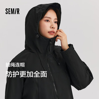 森马（Semir）羽绒服女防护外套三防防雨防风透湿三合一2024两件套 黑色（灰鸭绒）90001 L 165/88A