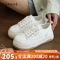 达芙妮（DAPHNE）达芙妮厚底增高小白鞋女鞋2024春季鞋子女百搭松糕底休闲鞋JL 米白色【奶fufu百搭】 37