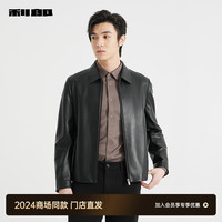 利郎【商场同款】光面真皮皮衣男短款拉链门襟绵羊头层皮革男士皮夹克 黑色(24QZP7041Y) 1