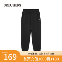 斯凯奇（Skechers）裤子女款休闲宽松L324W095 碳黑/0018 XL