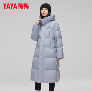 鸭鸭（YAYA）羽绒服女2024冬季新款连帽外套过膝长款防风时尚保暖抗寒休闲外套