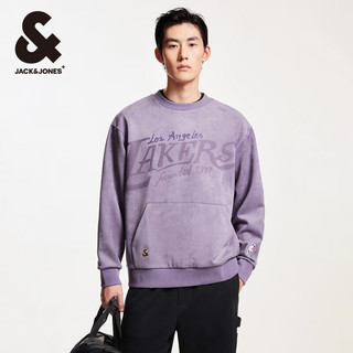 杰克·琼斯（JACK&JONES）冬季NBA联名湖人队仿麂皮面料潮流舒适圆领卫衣男款224433005 紫鼠尾草E37 常规 紫鼠尾草E37 190/108A/XXL