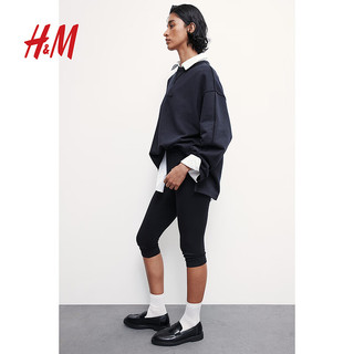 H&M2024秋季新款女装宽松版卫衣1247724 黑色 1