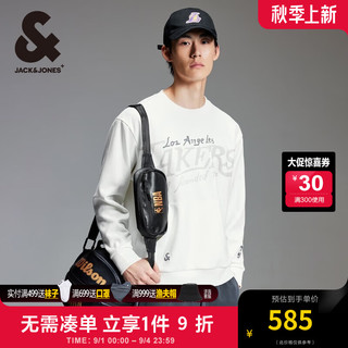 杰克·琼斯（JACK&JONES）冬季NBA联名湖人队仿麂皮面料潮流舒适圆领卫衣男款224433005 奶白A42 常规 奶白A42 175/96A/M