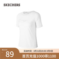 斯凯奇（Skechers）夏季同款简约百搭T恤短袖P224W096 亮白色/0019 S