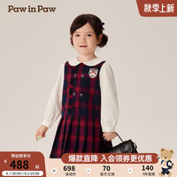 PawinPaw卡通小熊童装2024年秋冬新款女宝梭织连衣裙 Navy藏青色/59 1