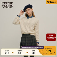 Teenie Weenie小熊秋季新款圆领绞花毛衣套头针织