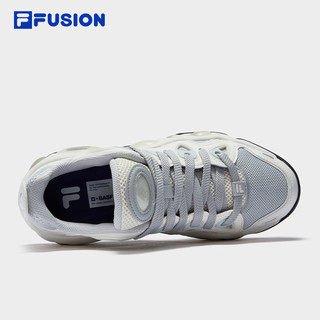 FILA FUSION斐乐潮牌女鞋VERTICAL复古篮球鞋2024秋季融裂鞋 日岩灰/雪白-GS 40