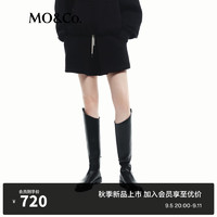 MO&Co.2024秋撞色抽绳松紧腰宽松休闲短裤MBD3SOTT02 黑色 XS/155