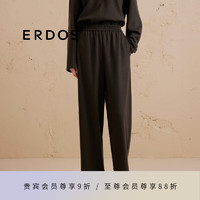 ERDOS【精纺羊绒圆机】24秋冬新品九分香蕉裤松紧腰宽松直筒裤女休闲裤 军绿 1