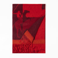 上海故事秋冬提花羊绒围巾女长款围脖百搭保暖披肩礼盒装 （马术）酒红奢悦紫