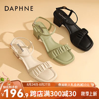 达芙妮（DAPHNE）达芙妮 凉鞋女凉拖高跟鞋女2024年夏季一字带气质法式粗跟QJ1 米色 37