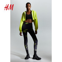 H&M【 MOVE DryMove™】女士裤干爽透气骑行运动长裤1202401 黑色/图案 170/100 XL