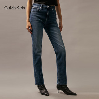 Calvin Klein Jeans【磨绒保暖】24秋季女士ck高腰修身直筒牛仔裤J224408 1BJ-牛仔蓝 29