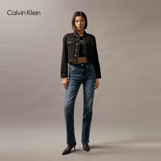 Calvin Klein Jeans【磨绒保暖】24秋季女士ck高腰修身直筒牛仔裤J224408 1BJ-牛仔蓝 28