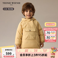 Teenie Weenie Kids小熊童装24秋男女宝宝可爱刺绣连帽三防羽绒服 黄色 90cm