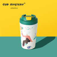 CUP MYSTERY 手绘创意咖啡保温杯卡通桌面杯陶瓷内胆健康办公室饮水杯子便携 绿色