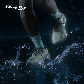 Saucony【防水款】索康尼胜利22GTX专业强缓震跑鞋男防水跑步鞋运动鞋男 绿灰黄254【防水鞋面】 44.5