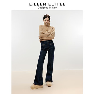 朗姿欧洲EiLEEN ELITEE2024冬纯羊毛法式设计感翻领毛针织衫 深米色 2XL