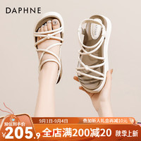 达芙妮（DAPHNE）达芙妮凉鞋女2024夏厚底罗马百搭软底增高显瘦沙滩凉鞋JL 米白色 40