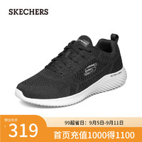 斯凯奇（Skechers）男子透气时尚绑带跑步鞋简约轻便舒适232068 黑色/BLK 46