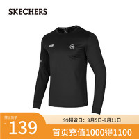 斯凯奇（Skechers）2024年秋季男士运动卫衣圆领长袖速干P424M031 碳黑/0018 M